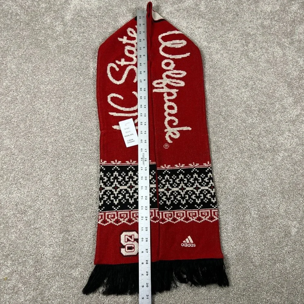 Adidas Unisex One Size Red Black NCAA North Carolina State Wolfpack Scarf‎ NWT